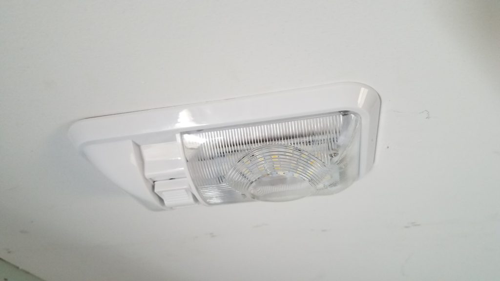 An RR dome light installed in the ceiling